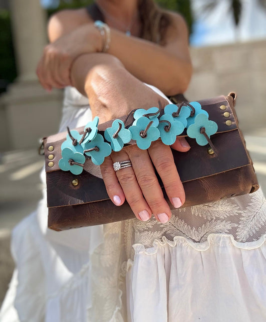 Blue Flower Hand Strap Cross Body